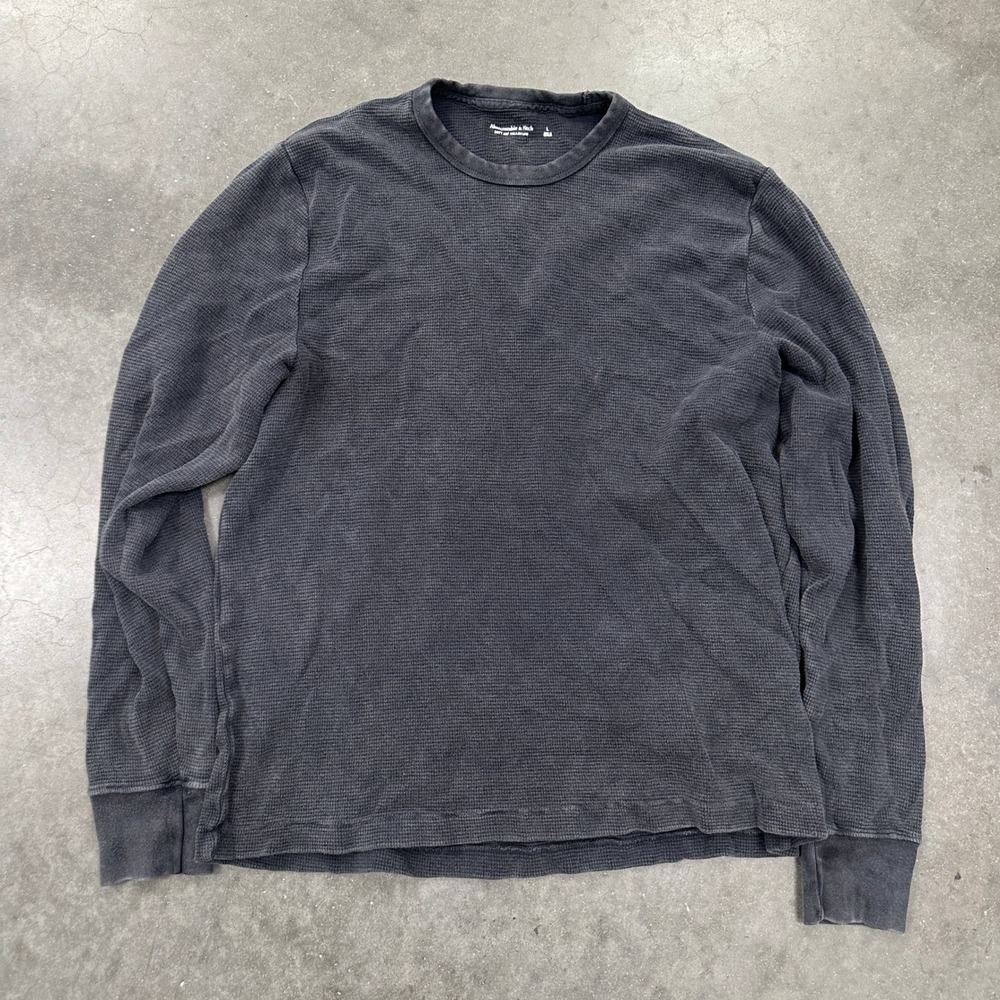 Abercrombie & Fitch Mens Soft A&F Collection Waffle Knit Thermal Shirt Gray L